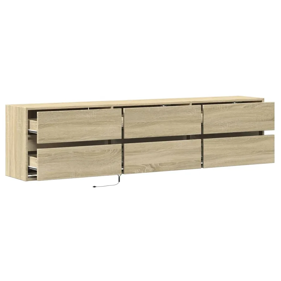 Meuble TV mural avec LED chêne sonoma 180x31x45 cm - 9