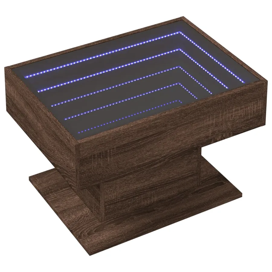 Table basse avec LED chêne marron 70x50x45 cm bois d'ingénierie - 3