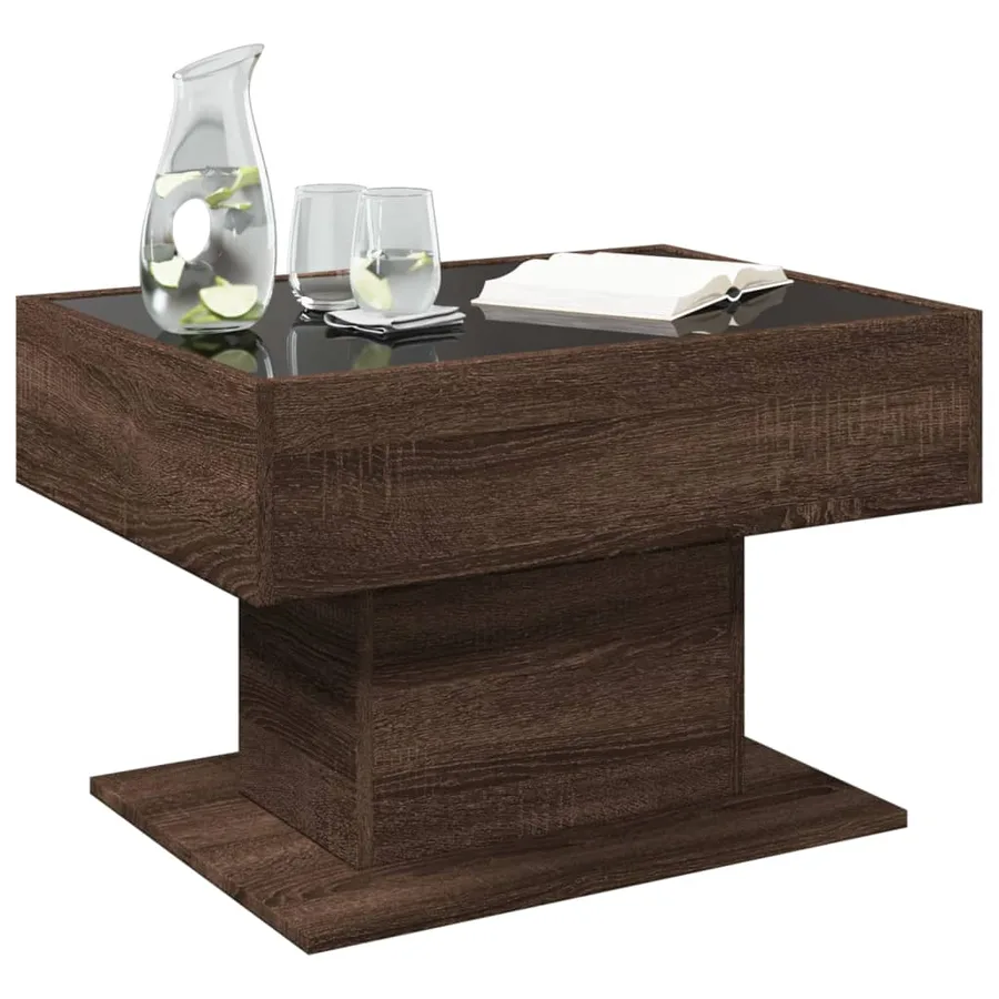 Table basse avec LED chêne marron 70x50x45 cm bois d'ingénierie - 5