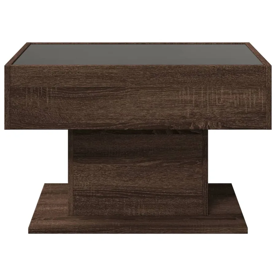 Table basse avec LED chêne marron 70x50x45 cm bois d'ingénierie - 6