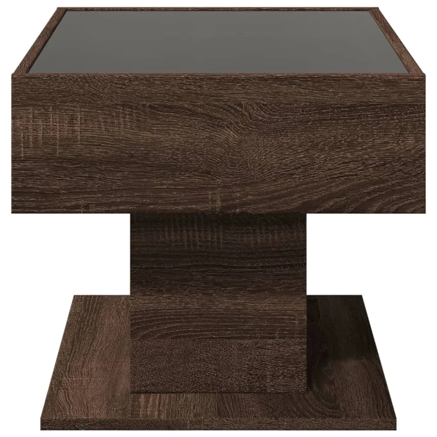 Table basse avec LED chêne marron 70x50x45 cm bois d'ingénierie - 7