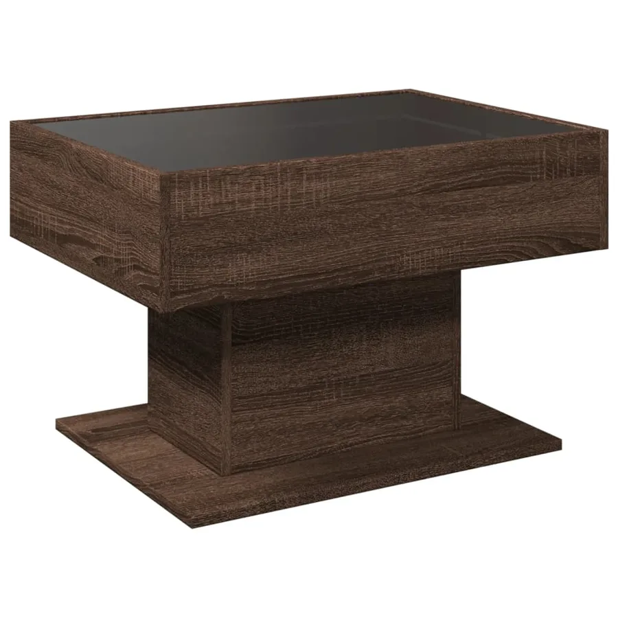 Table basse avec LED chêne marron 70x50x45 cm bois d'ingénierie - 8