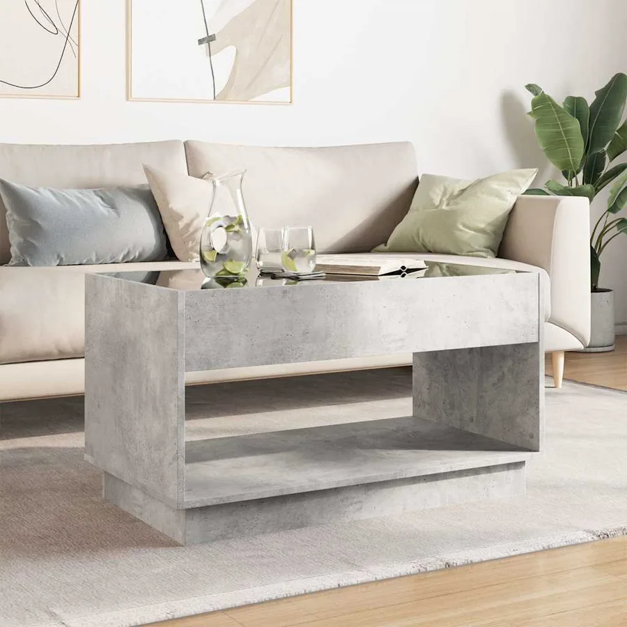 Table basse avec LED infini gris béton 90x50x50 cm - 3