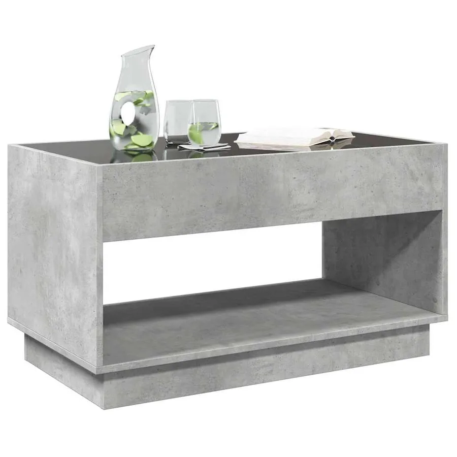 Table basse avec LED infini gris béton 90x50x50 cm - 4