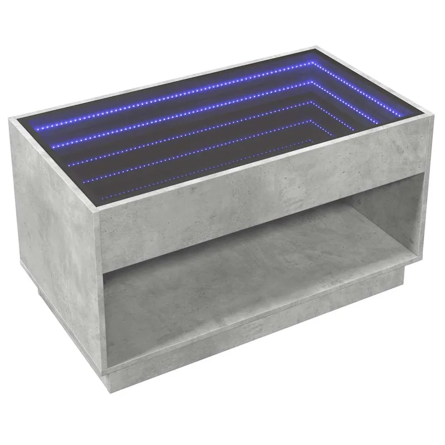 Table basse avec LED infini gris béton 90x50x50 cm - 5