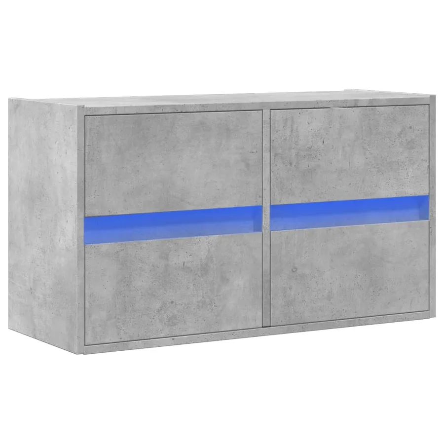 Meuble TV mural avec lumières LED gris béton 80x31x45 cm - 3