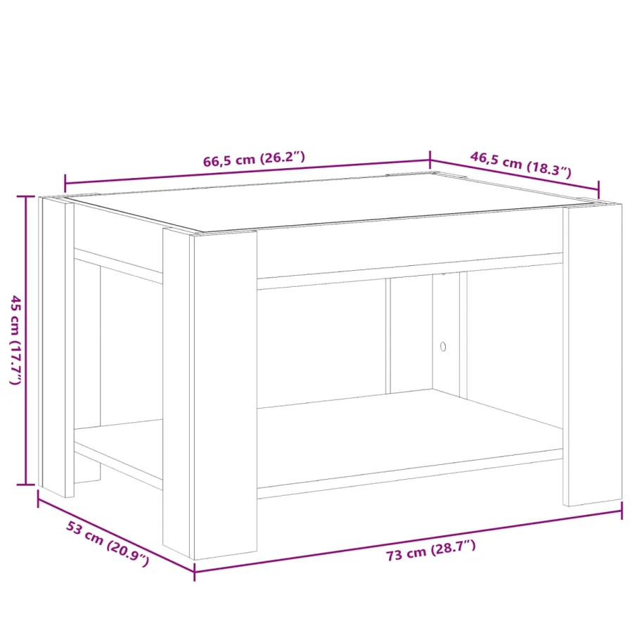 Table basse avec LED chêne marron 73x53x45 cm bois d'ingénierie - 13