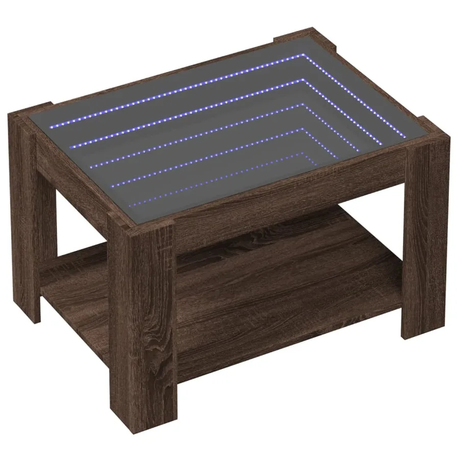 Table basse avec LED chêne marron 73x53x45 cm bois d'ingénierie - 3