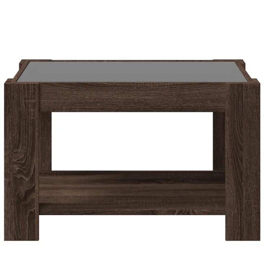 Table basse avec LED chêne marron 73x53x45 cm bois d'ingénierie - 6