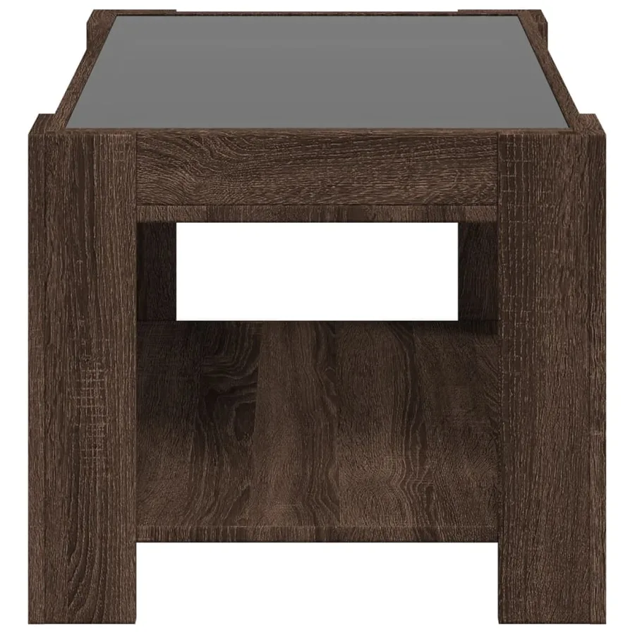 Table basse avec LED chêne marron 73x53x45 cm bois d'ingénierie - 7