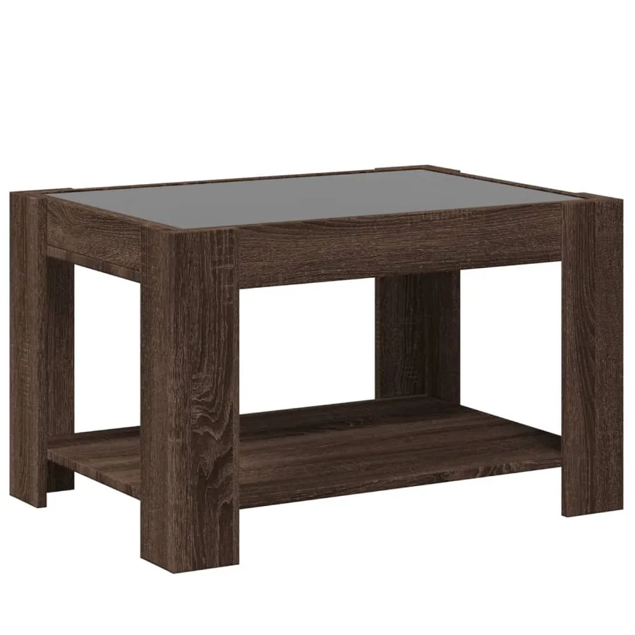 Table basse avec LED chêne marron 73x53x45 cm bois d'ingénierie - 8
