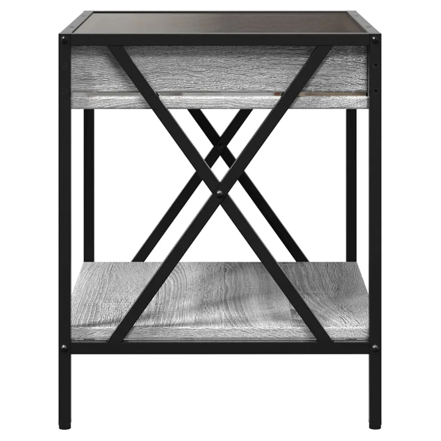 Table de chevet avec LED infini sonoma gris 40x40x49 cm - 7