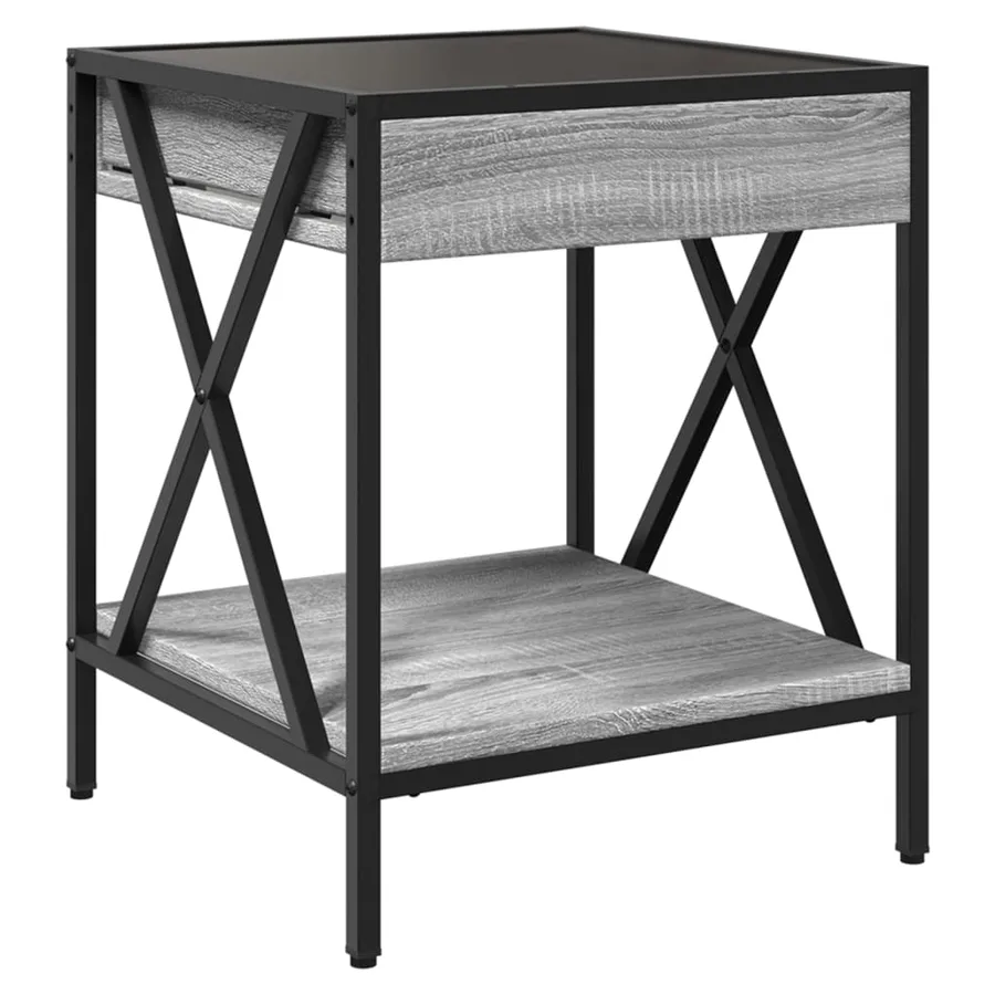 Table de chevet avec LED infini sonoma gris 40x40x49 cm - 8