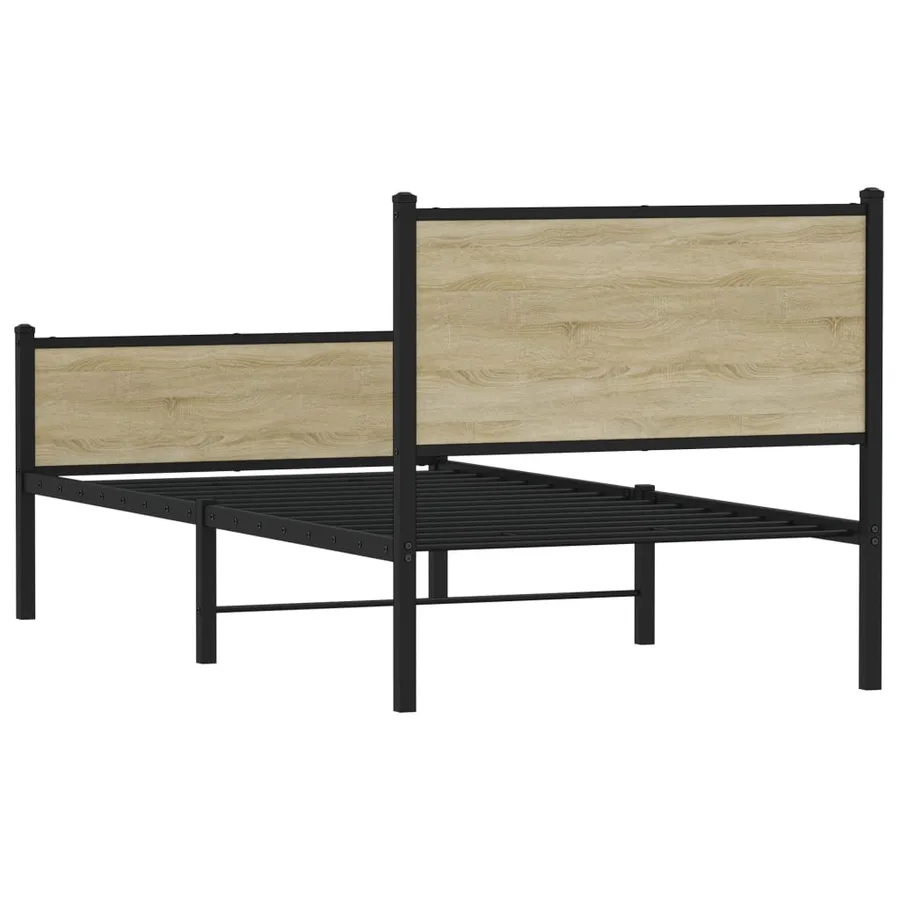 Cadre de lit en métal sans matelas chêne sonoma 107x203 cm - 7