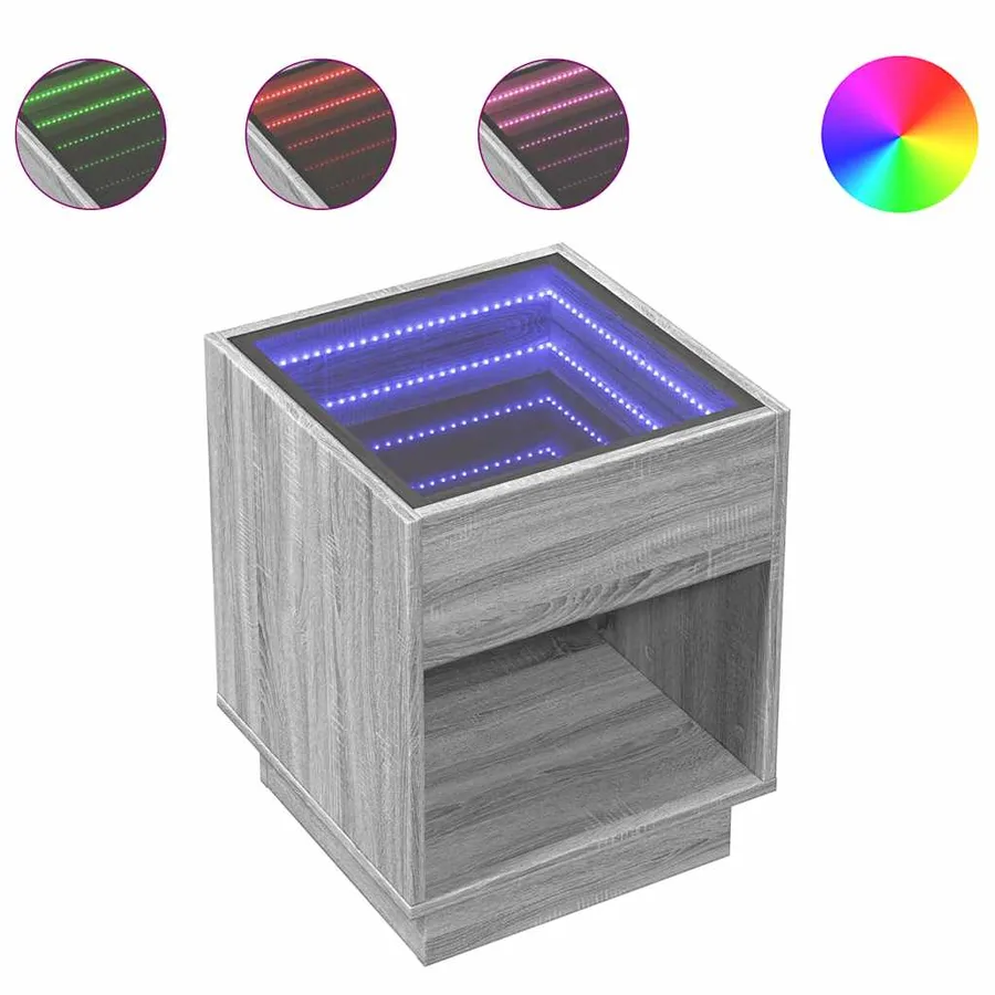 Table basse avec LED infini sonoma gris 40x40x50 cm - 2