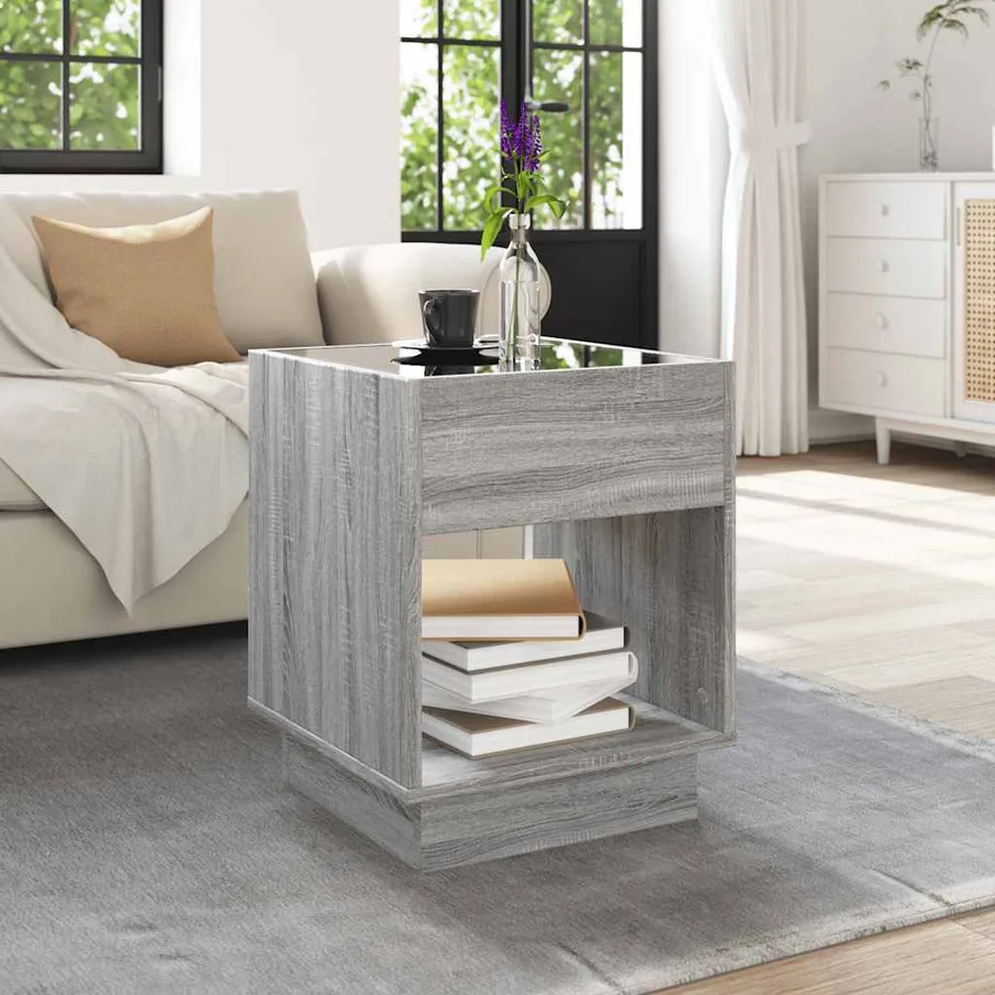 Table basse avec LED infini sonoma gris 40x40x50 cm - 4
