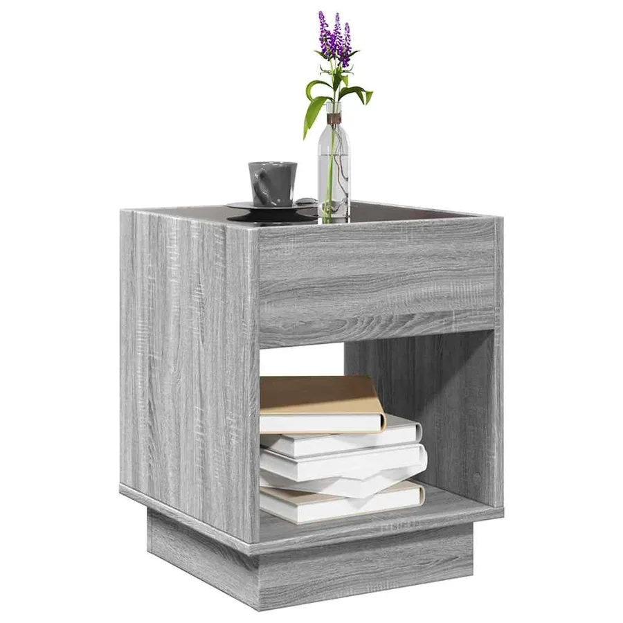 Table basse avec LED infini sonoma gris 40x40x50 cm - 5