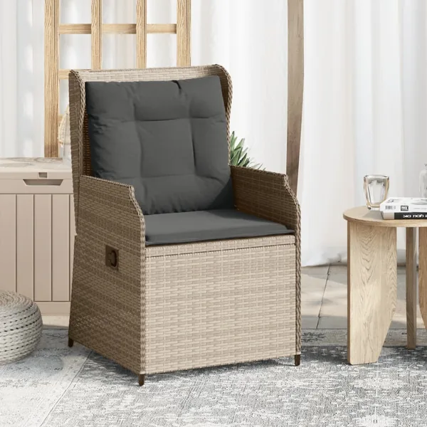 Chaises inclinables jardin lot de 2 et coussins résine tressée