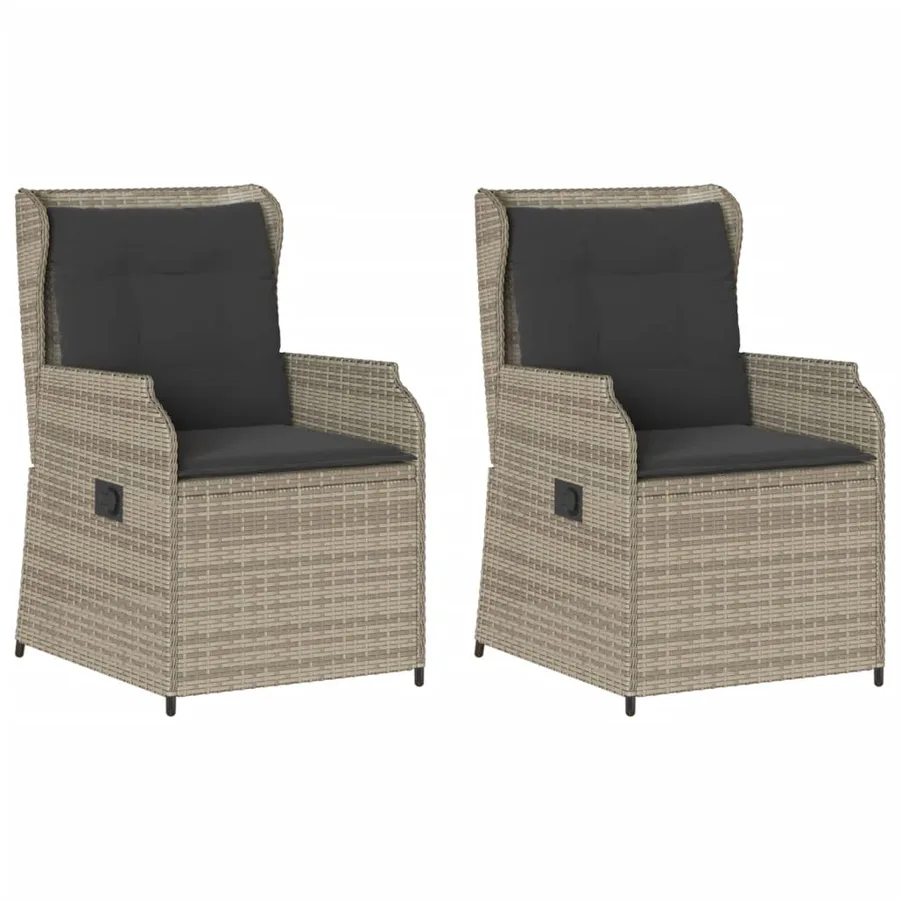 Chaises inclinables jardin lot de 2 et coussins résine tressée - 2