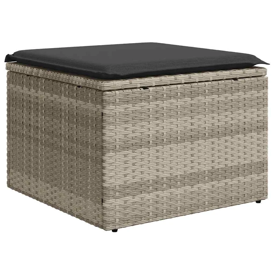 Salon de jardin 8 pcs avec coussins gris clair résine tressée - 5