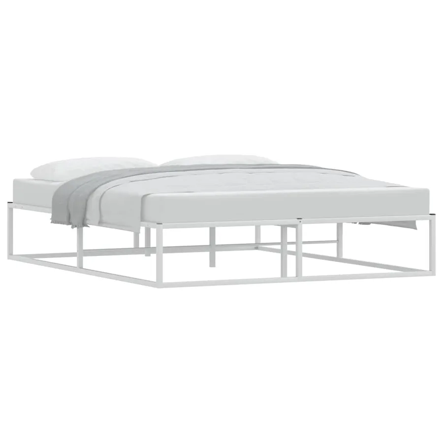 Cadre de lit sans matelas blanc 160x200 cm métal - 2
