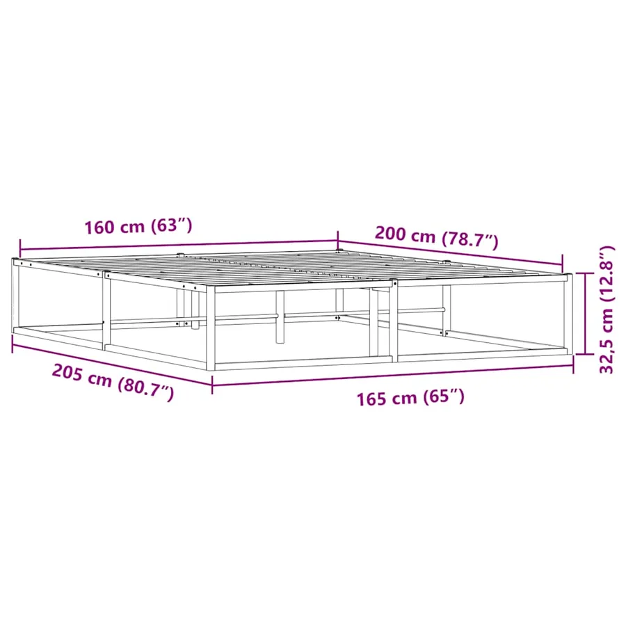 Cadre de lit sans matelas blanc 160x200 cm métal - 8