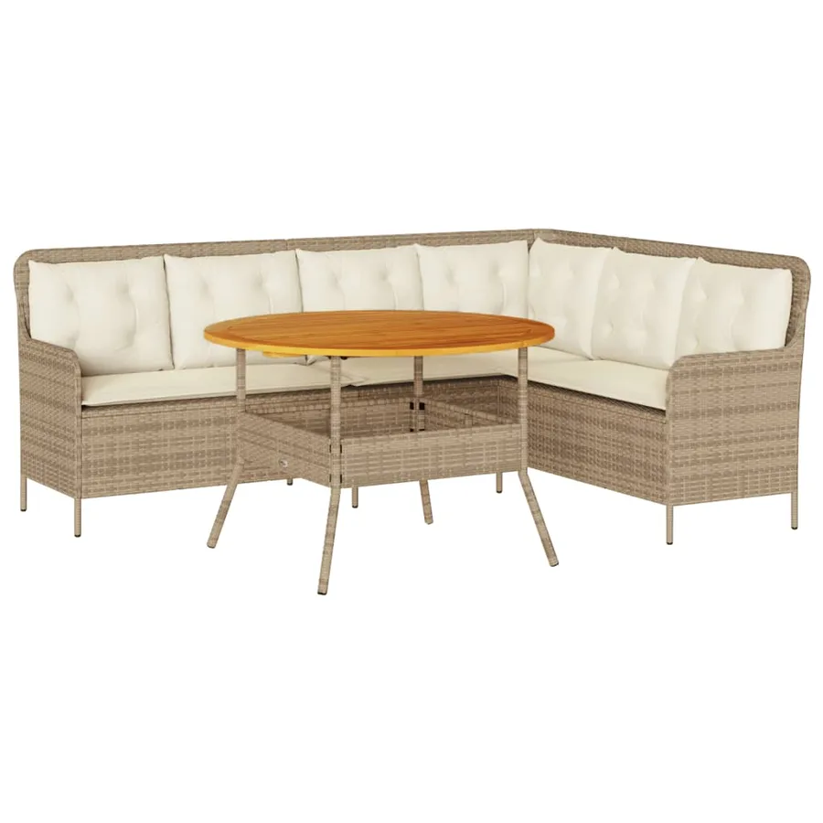 Salon de jardin avec coussins 2 pcs beige résine tressée - 2