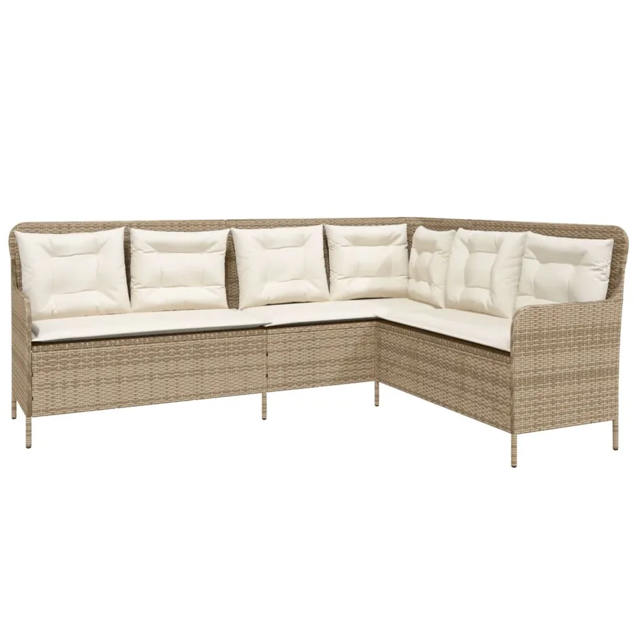 Salon de jardin avec coussins 2 pcs beige résine tressée - 3