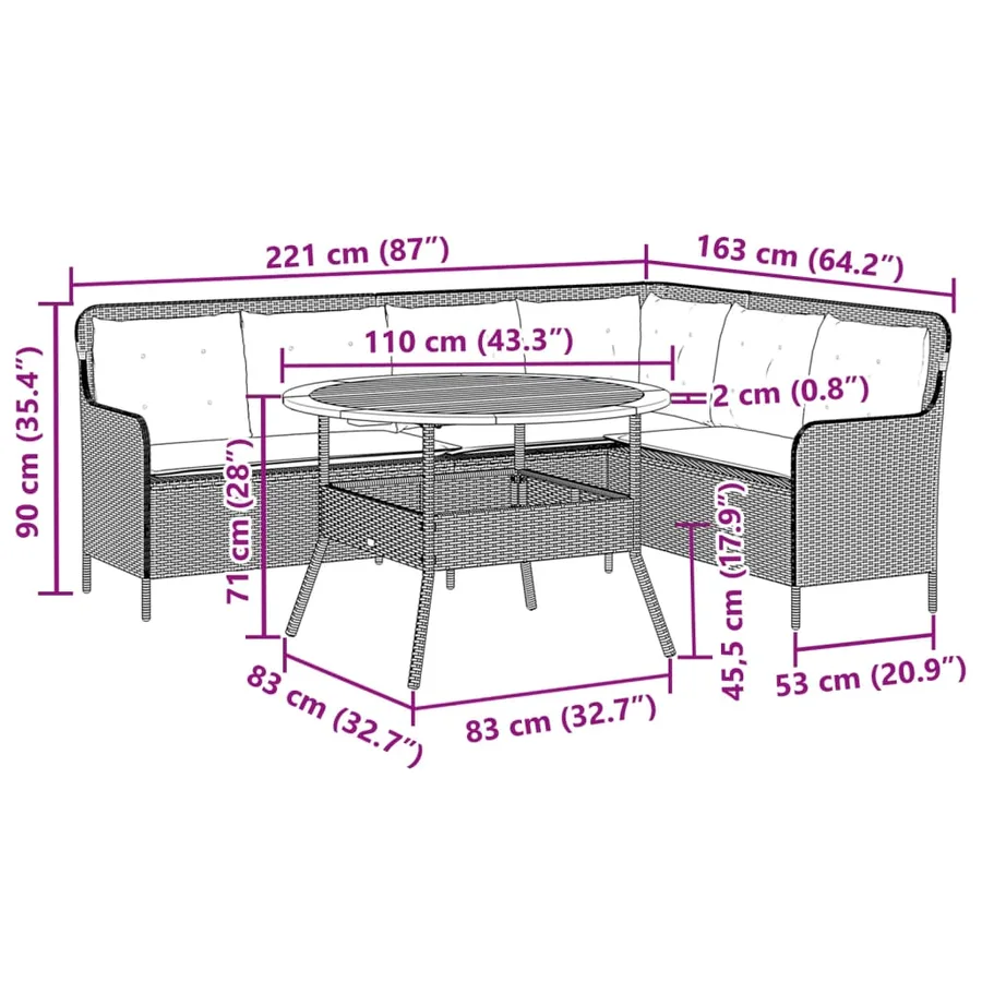Salon de jardin avec coussins 2 pcs beige résine tressée - 7