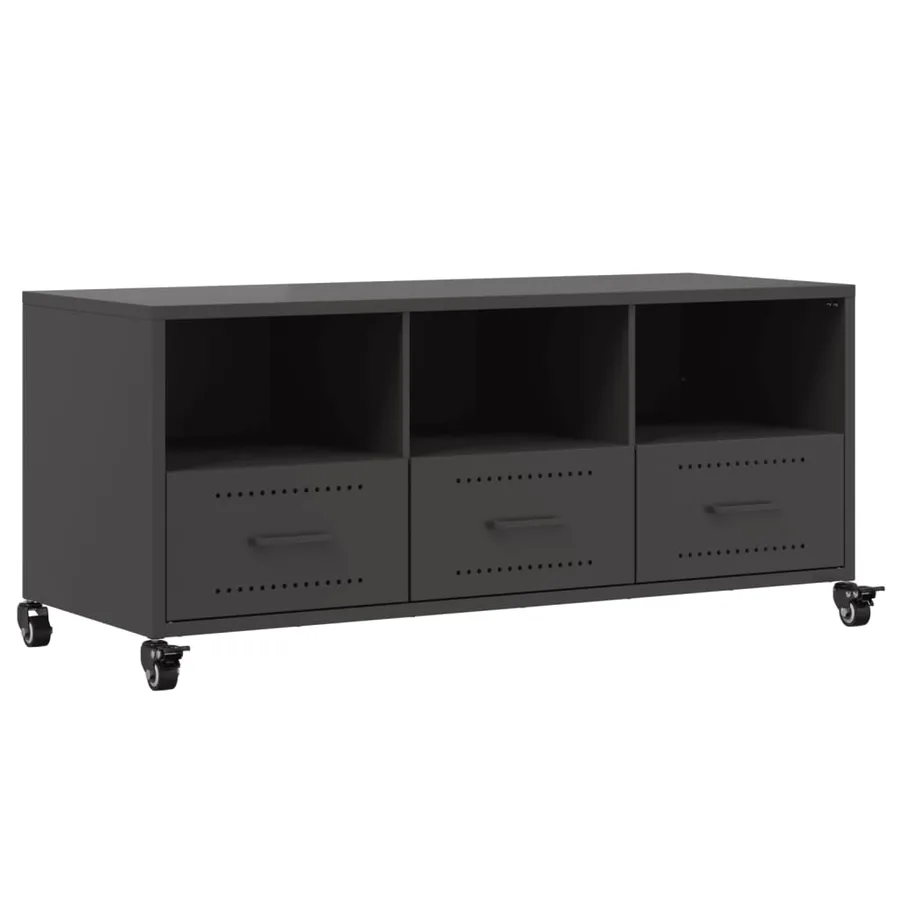 Meuble TV noir 100,5x39x43,5 cm acier - 2