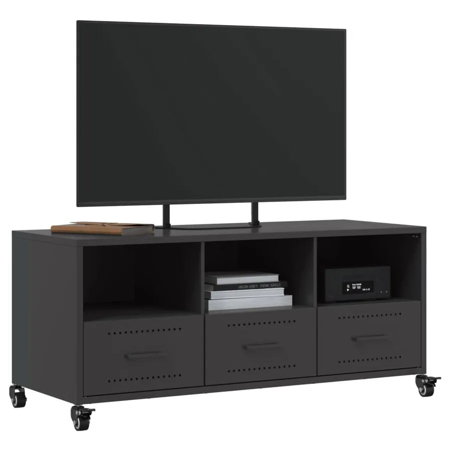 Meuble TV noir 100,5x39x43,5 cm acier - 4