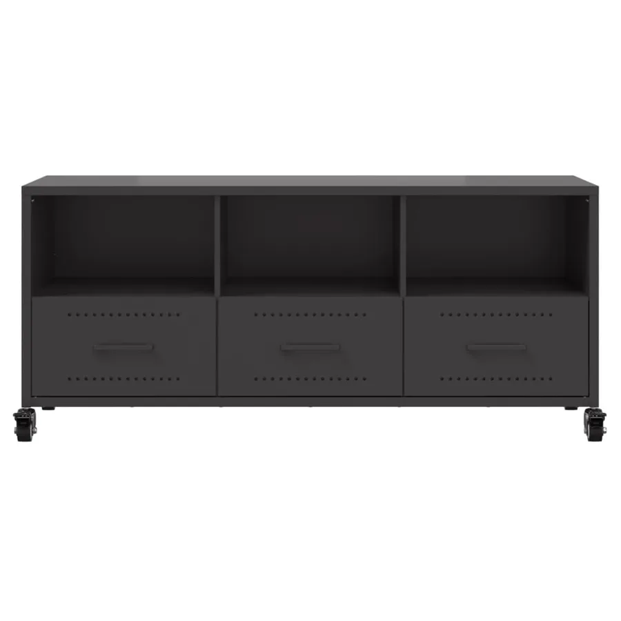 Meuble TV noir 100,5x39x43,5 cm acier - 6
