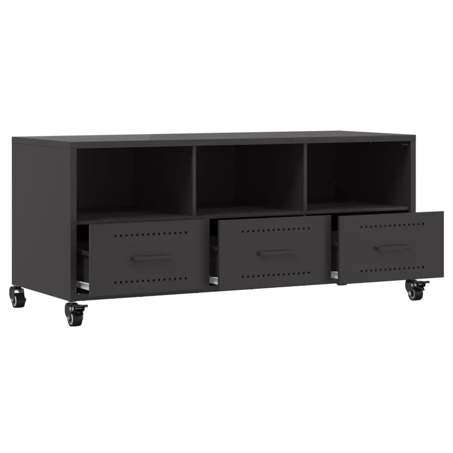 Meuble TV noir 100,5x39x43,5 cm acier - 9