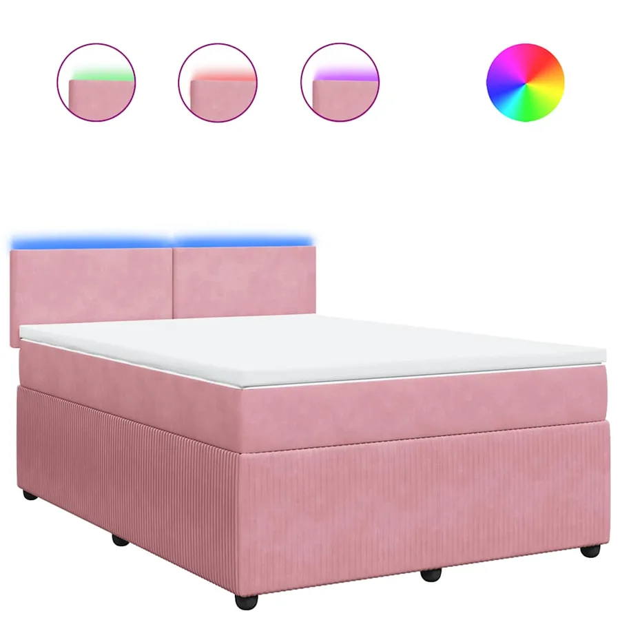 Sommier à lattes de lit avec matelas Rose 140x200 cm Velours - 2
