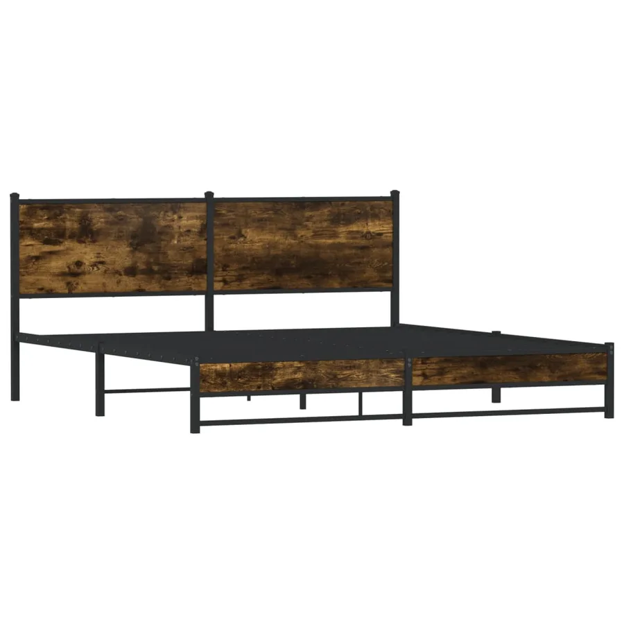 Cadre de lit en métal sans matelas chêne fumé 180x200 cm - 4
