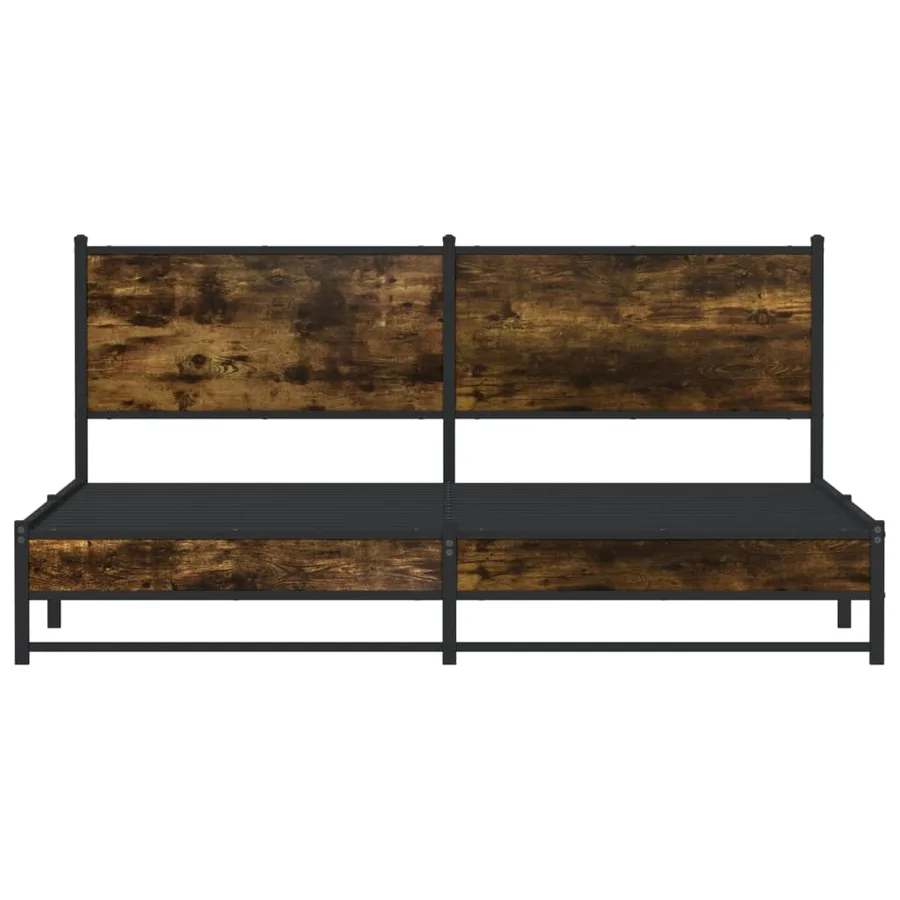 Cadre de lit en métal sans matelas chêne fumé 180x200 cm - 5