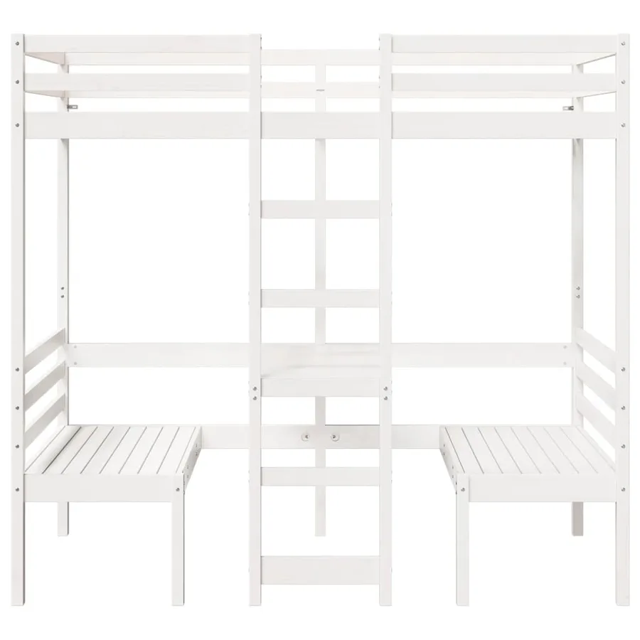 Lit mezzanine avec bureau et chaises blanc 80x200 cm pin massif - 5