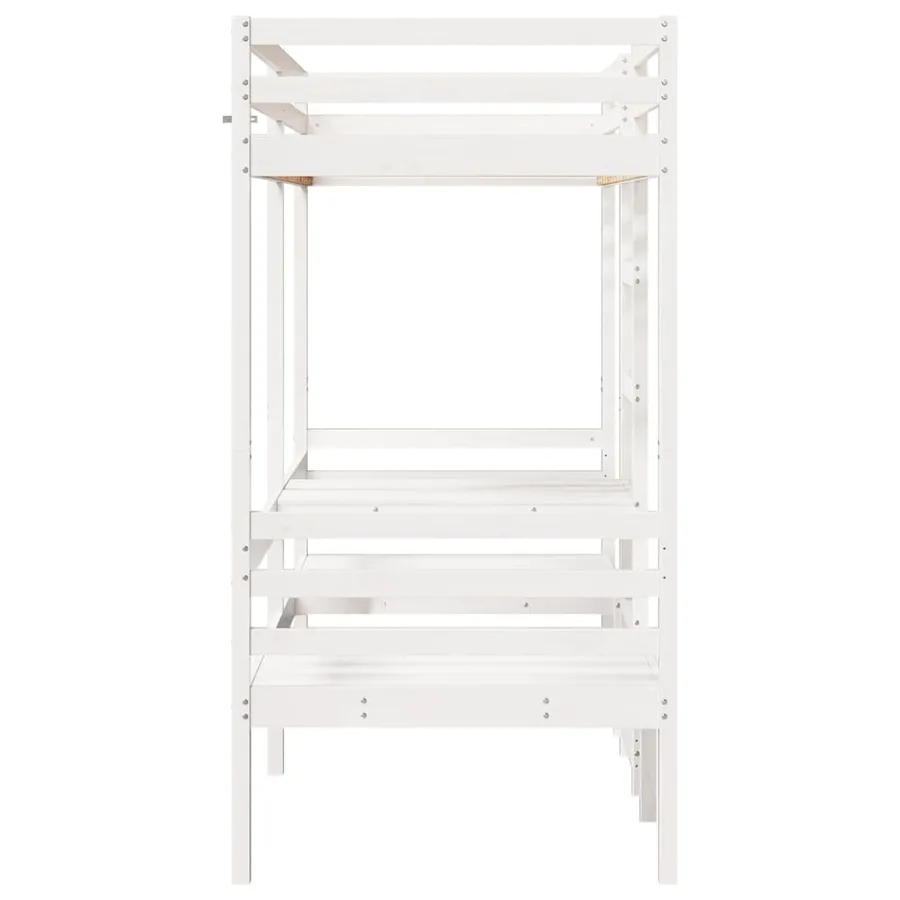 Lit mezzanine avec bureau et chaises blanc 80x200 cm pin massif - 6
