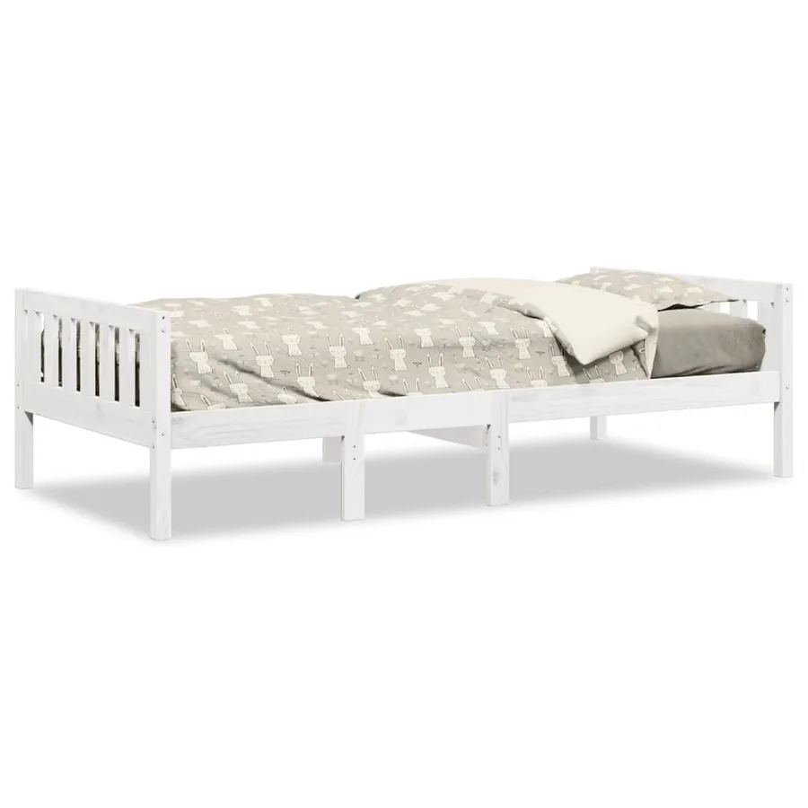 Lit pour enfants sans matelas blanc 80x200cm bois de pin massif - 2