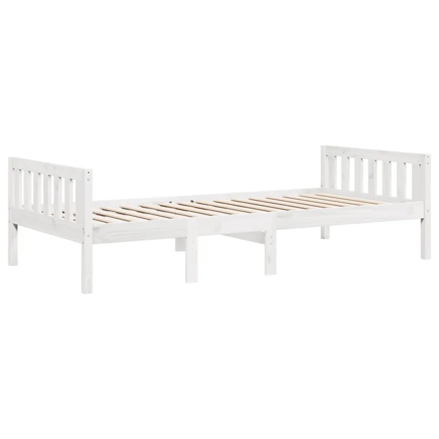 Lit pour enfants sans matelas blanc 80x200cm bois de pin massif - 3