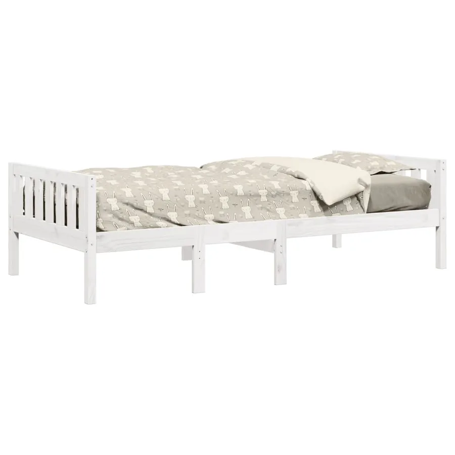 Lit pour enfants sans matelas blanc 80x200cm bois de pin massif - 4