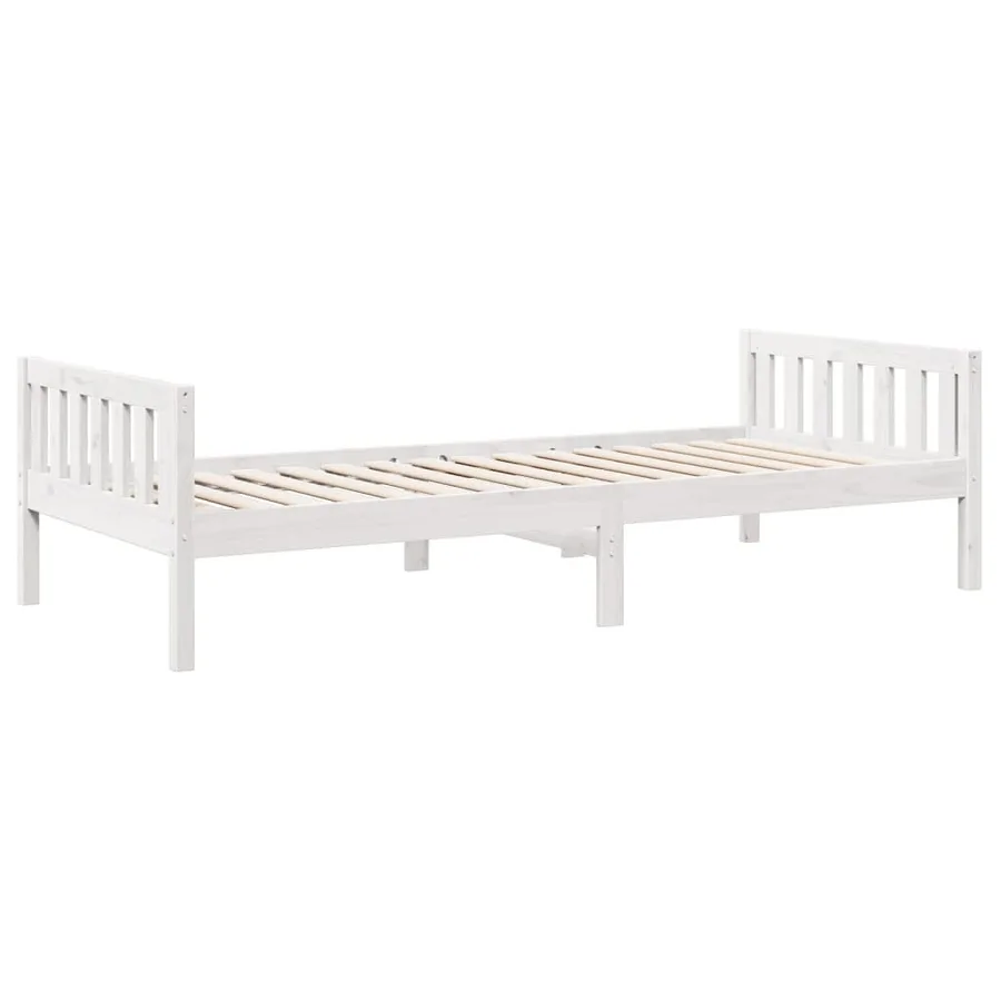 Lit pour enfants sans matelas blanc 80x200cm bois de pin massif - 7