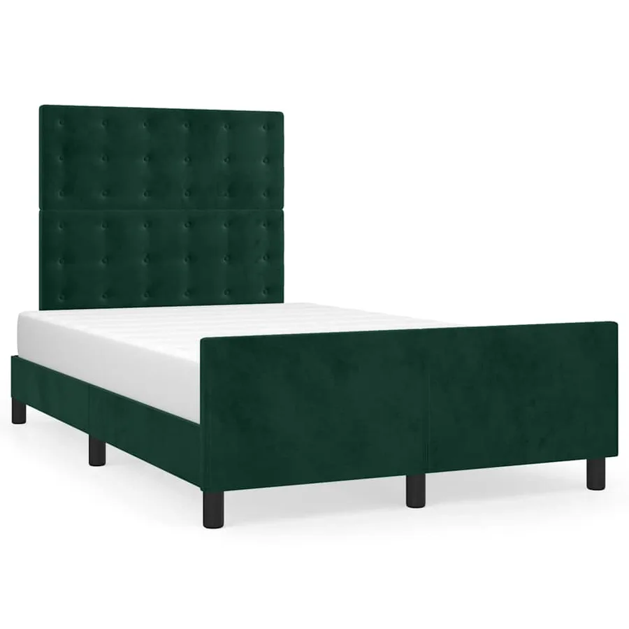 Cadre de lit sans matelas vert foncé 120x200 cm velours - 2