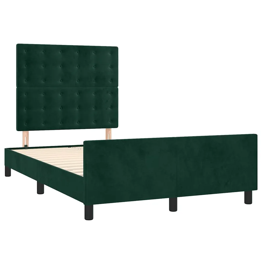 Cadre de lit sans matelas vert foncé 120x200 cm velours - 4