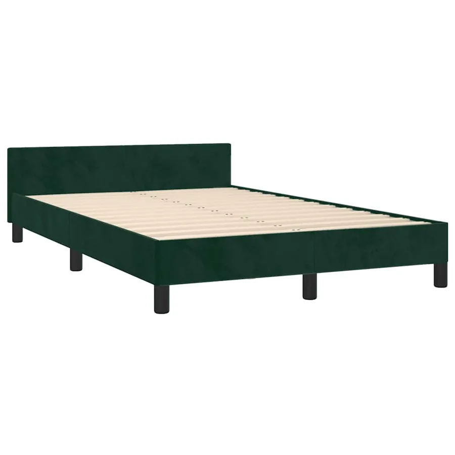 Cadre de lit sans matelas vert foncé 120x200 cm velours - 5