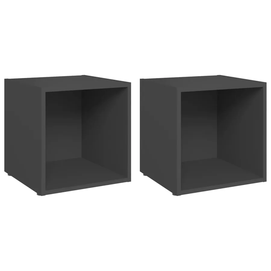 Meubles TV 2 pcs gris 37x35x37 cm bois d’ingénierie - 2
