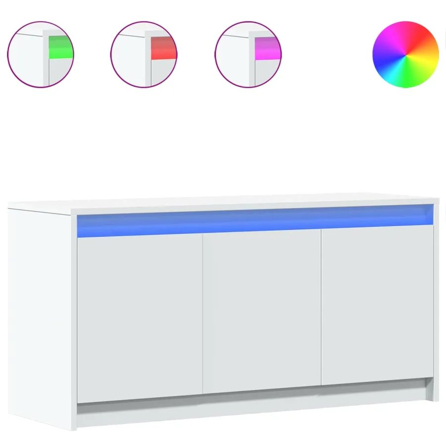 Meuble TV avec LED blanc 100x34x50 cm bois d'ingénierie - 2