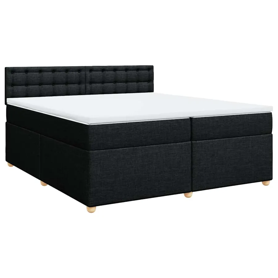 Sommier à lattes de lit avec matelas Noir 200x200 cm Tissu - 2