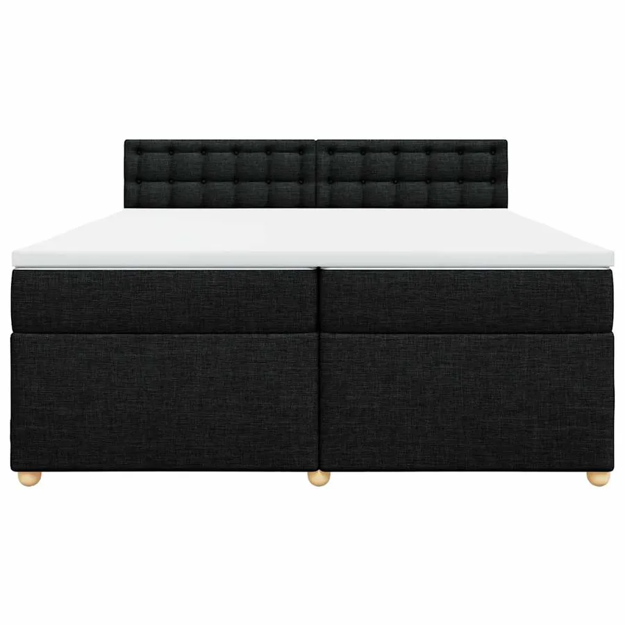 Sommier à lattes de lit avec matelas Noir 200x200 cm Tissu - 4