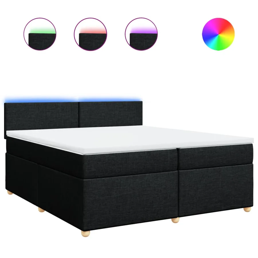 Sommier à lattes de lit avec matelas Noir 200x200 cm Tissu - 2